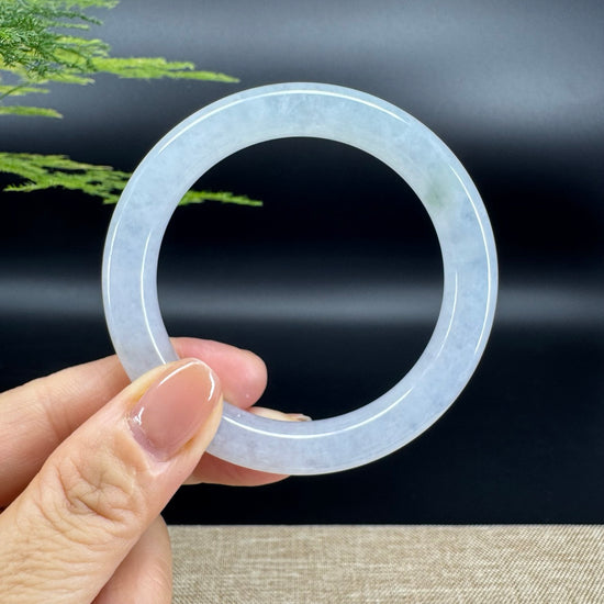 Genuine Burmese Icy Lavender Green Jade Jadeite Bangle Bracelet (54.8mm)