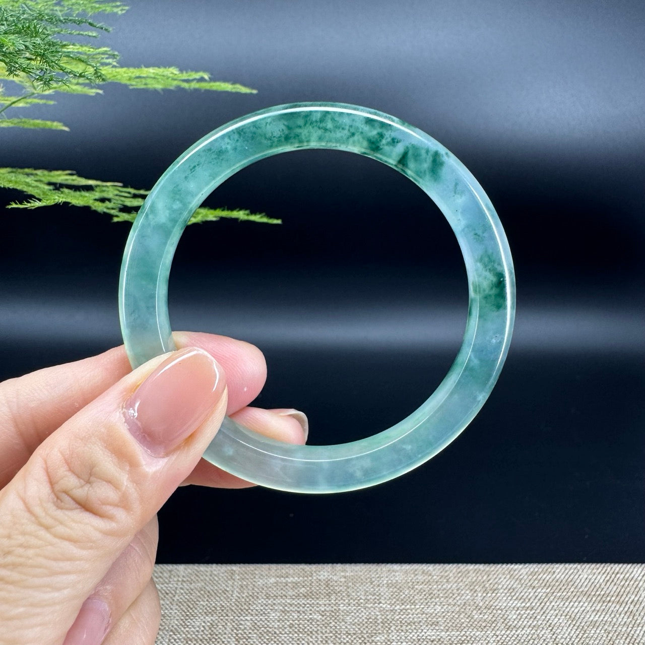 Genuine Burmese Oil Green Jade Jadeite Bangle Bracelet ( 52mm )