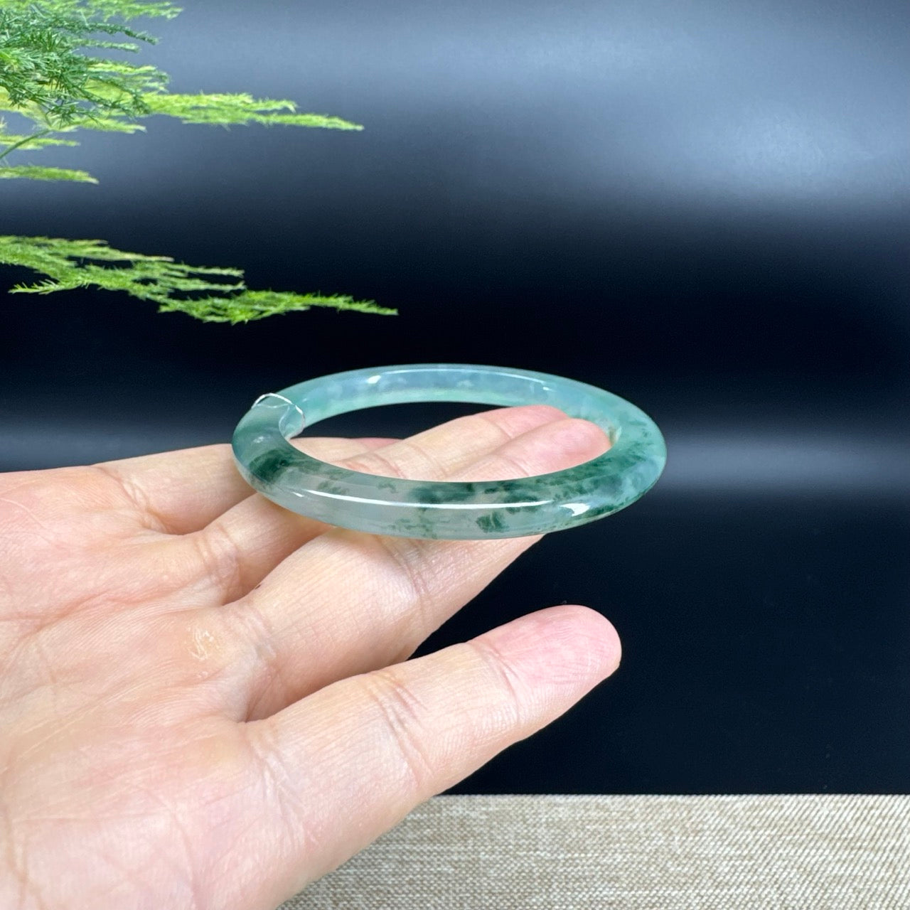 Genuine Burmese Oil Green Jade Jadeite Bangle Bracelet ( 52mm )