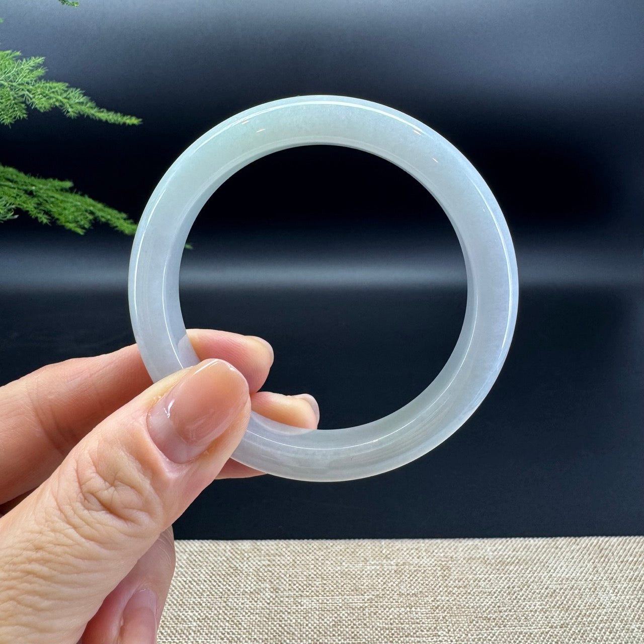Genuine Burmese Lavender Green Jade Jadeite Bangle Bracelet ( 52.5mm )