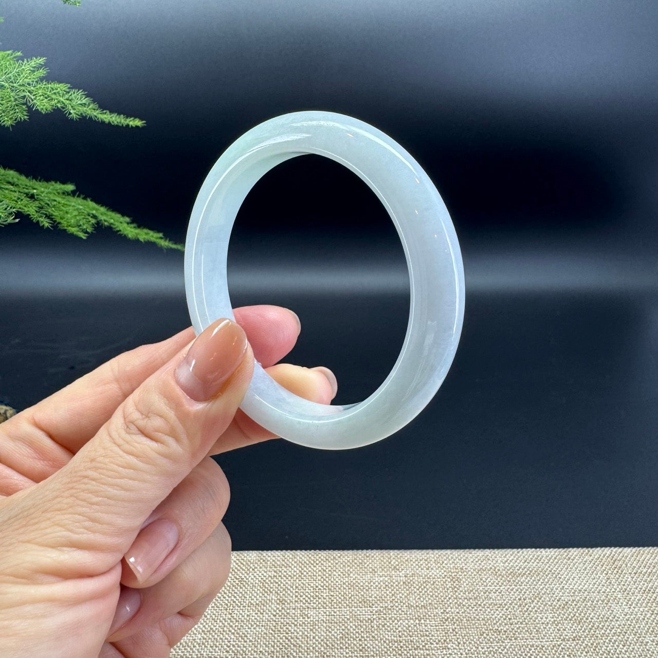 Genuine Burmese Lavender Green Jade Jadeite Bangle Bracelet ( 52.5mm )