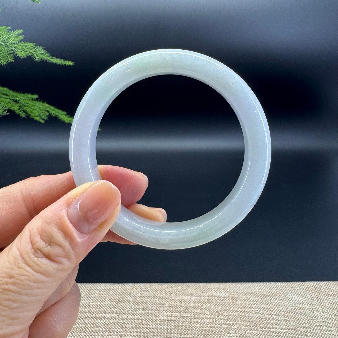 Genuine Burmese Lavender Green Jade Jadeite Bangle Bracelet ( 52.5mm )