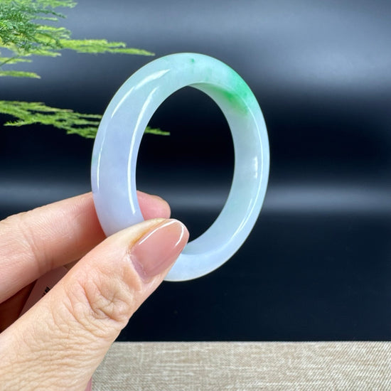 Genuine Burmese Lavender Green Jade Jadeite Bangle Bracelet ( 53.9mm )