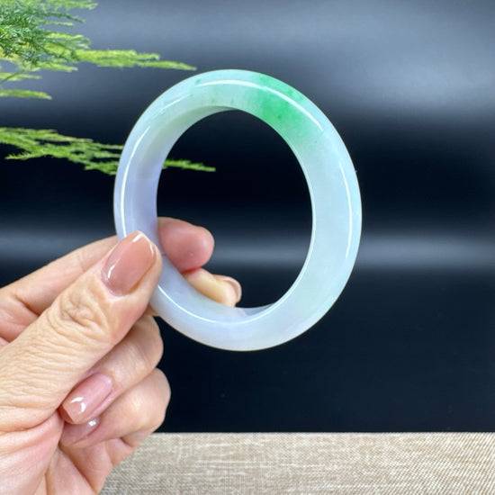 Genuine Burmese Lavender Green Jade Jadeite Bangle Bracelet ( 53.9mm )