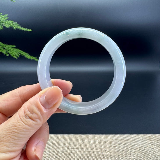 Genuine Burmese Lavender Green Jade Jadeite Bangle Bracelet ( 53.1mm )