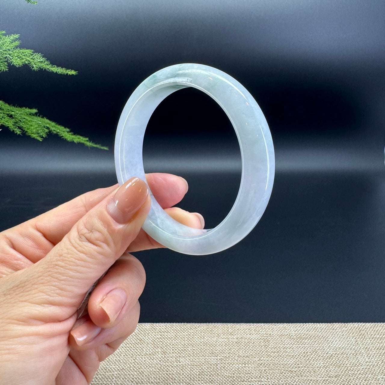 Genuine Burmese Lavender Green Jade Jadeite Bangle Bracelet ( 53.1mm )