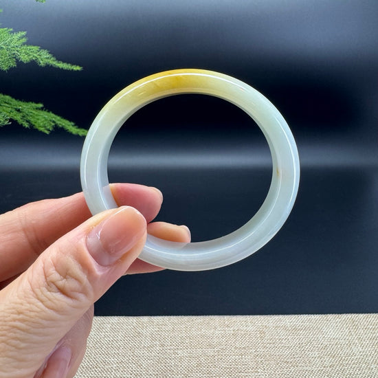 Genuine Burmese Yellow Green Jade Jadeite Bangle Bracelet ( 52.4*47.7mm )