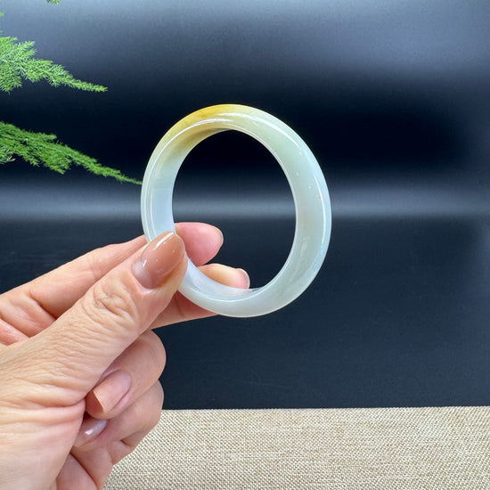 Genuine Burmese Yellow Green Jade Jadeite Bangle Bracelet ( 52.4*47.7mm )