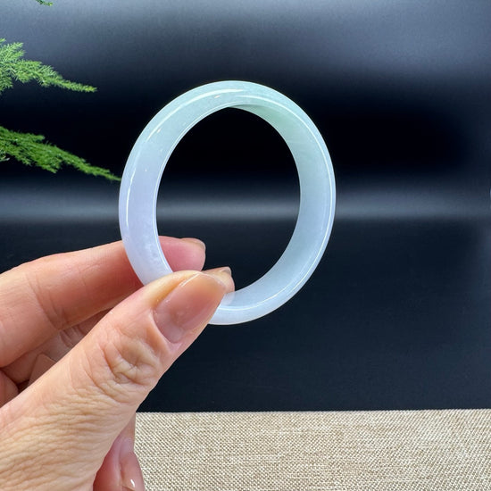 Genuine Burmese Lavender Green Jade Jadeite Bangle Bracelet ( 52.4mm )