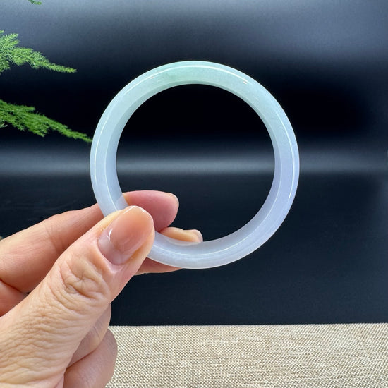 Genuine Burmese Lavender Green Jade Jadeite Bangle Bracelet ( 52.4mm )