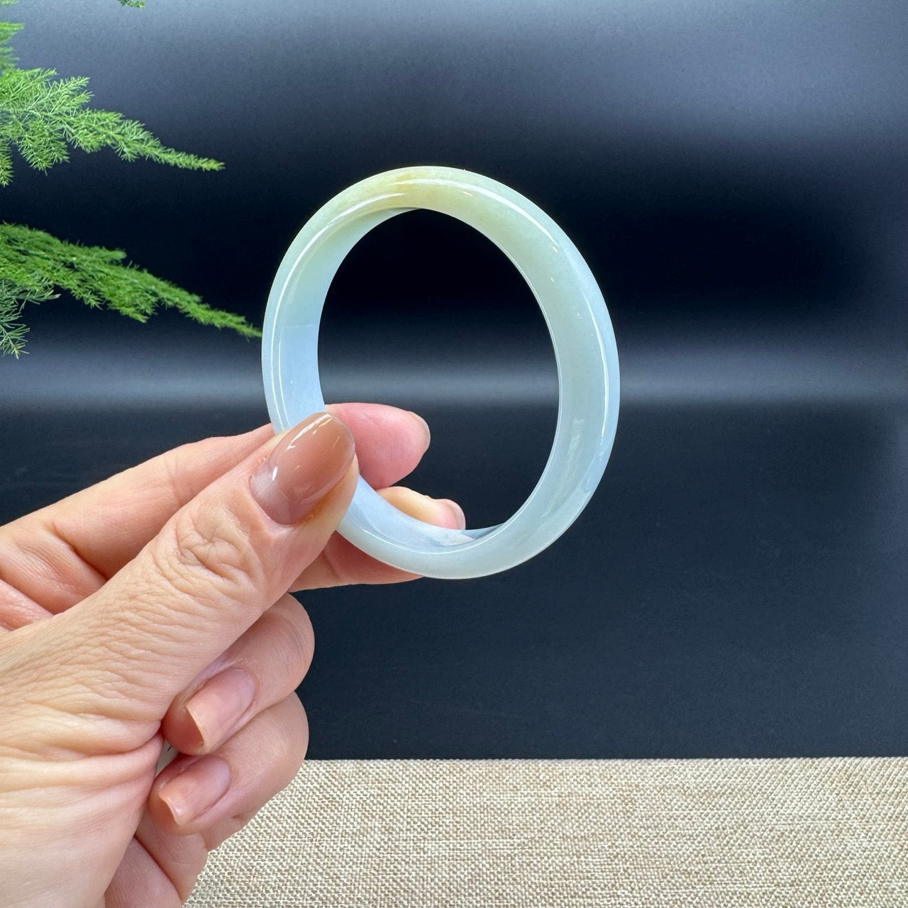 Genuine Burmese Yellow Green Jade Jadeite Bangle Bracelet ( 49.9mm )