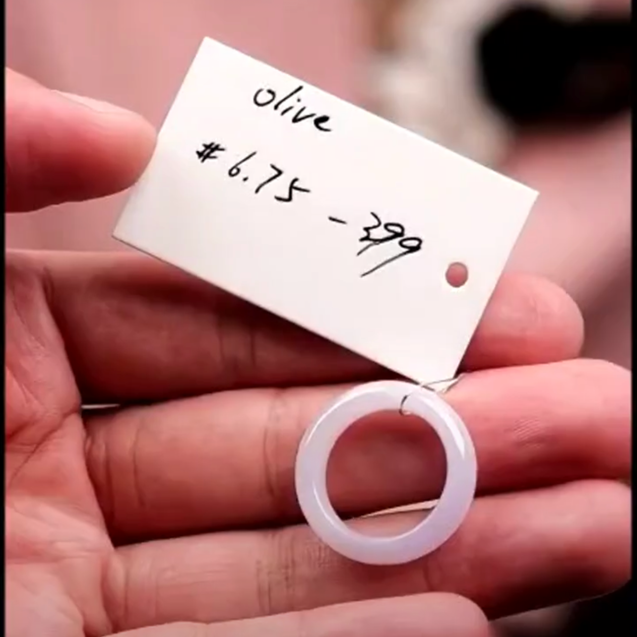 "Live" Natural Pink Jadeite Jade Finger Bangle (04/21/26)