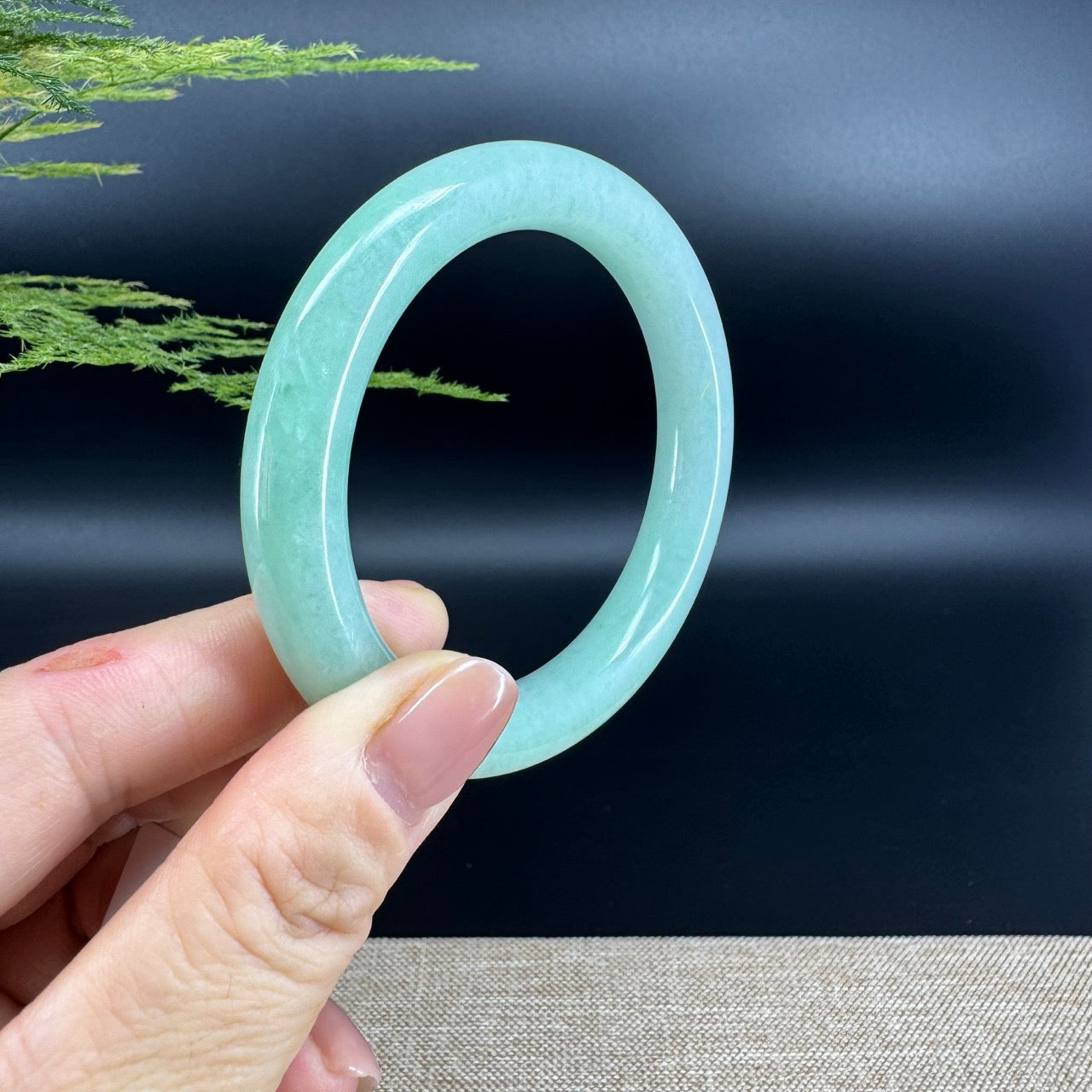 Genuine Burmese Green Jade Jadeite Bangle Bracelet (56mm)