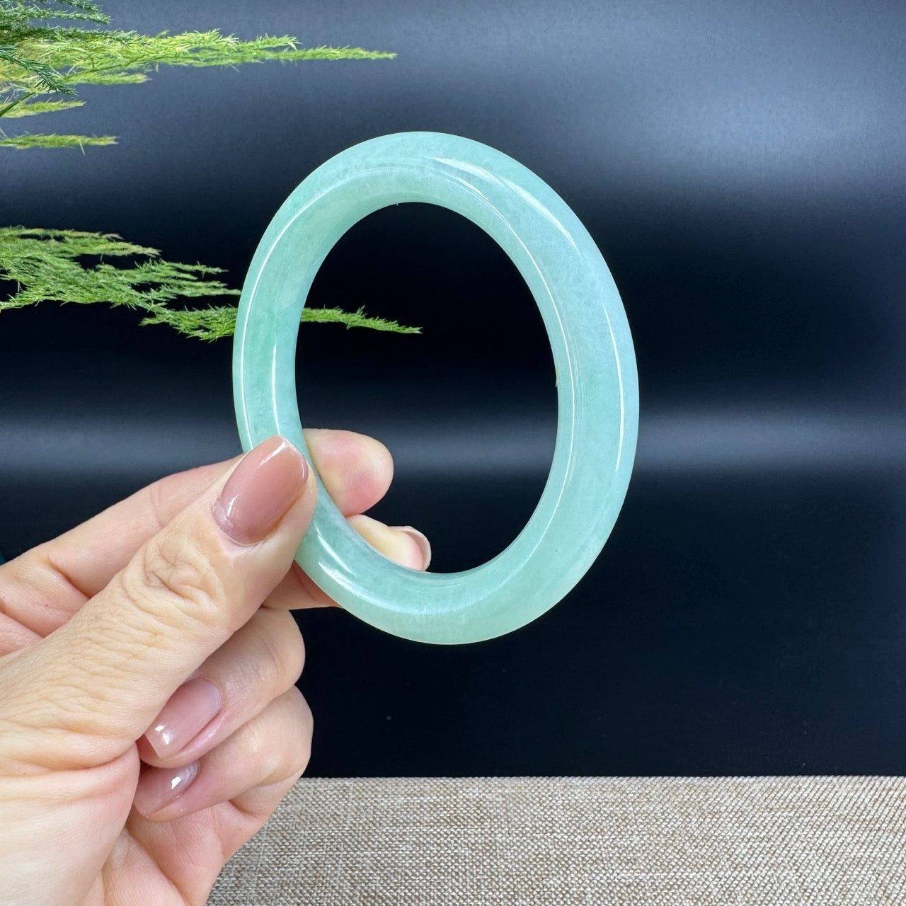 Genuine Burmese Green Jade Jadeite Bangle Bracelet (56mm)