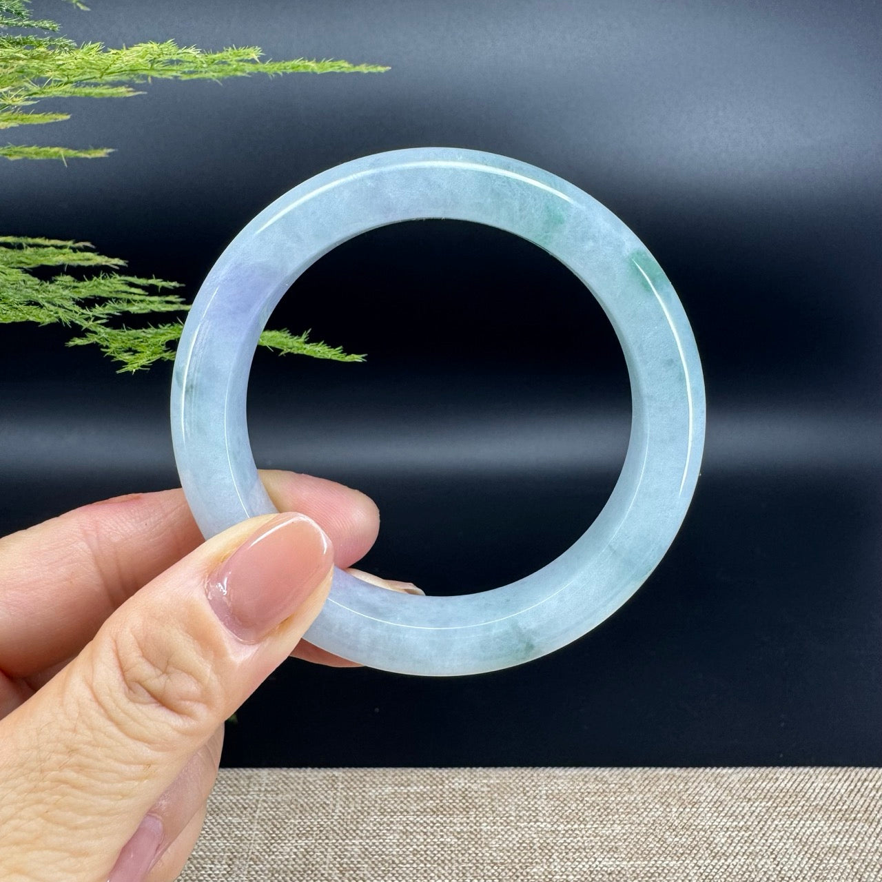 Genuine Burmese Green lavender Jade Jadeite Bangle Bracelet ( 56.7mm )