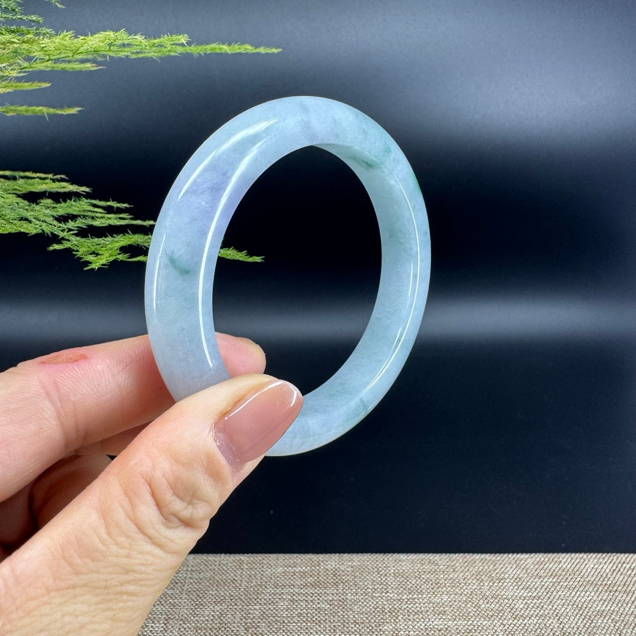 Genuine Burmese Green lavender Jade Jadeite Bangle Bracelet ( 56.7mm )