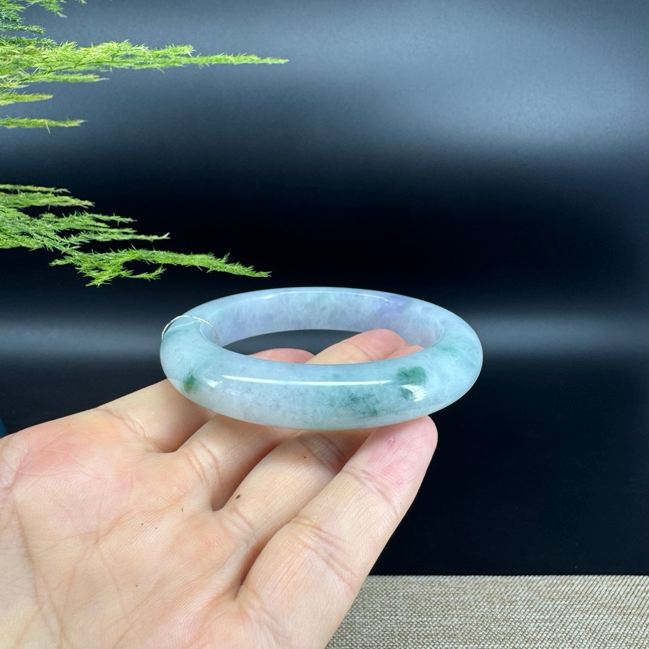 Genuine Burmese Green lavender Jade Jadeite Bangle Bracelet ( 56.7mm )