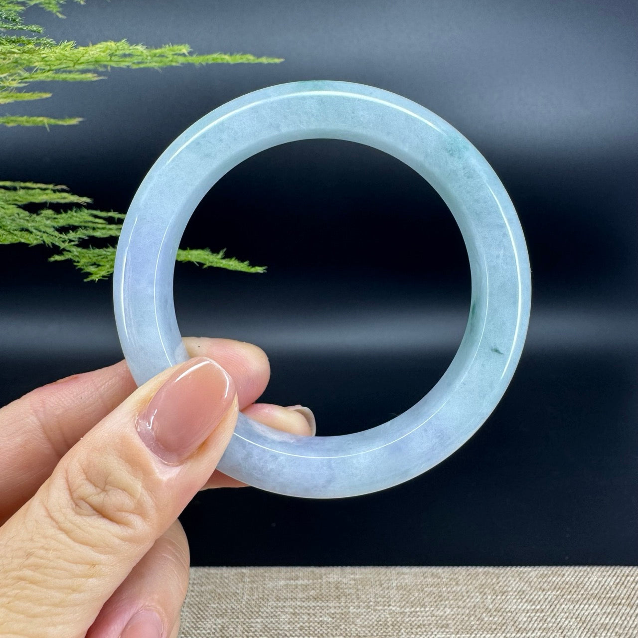 Genuine Burmese Green lavender Jade Jadeite Bangle Bracelet ( 56.7mm )
