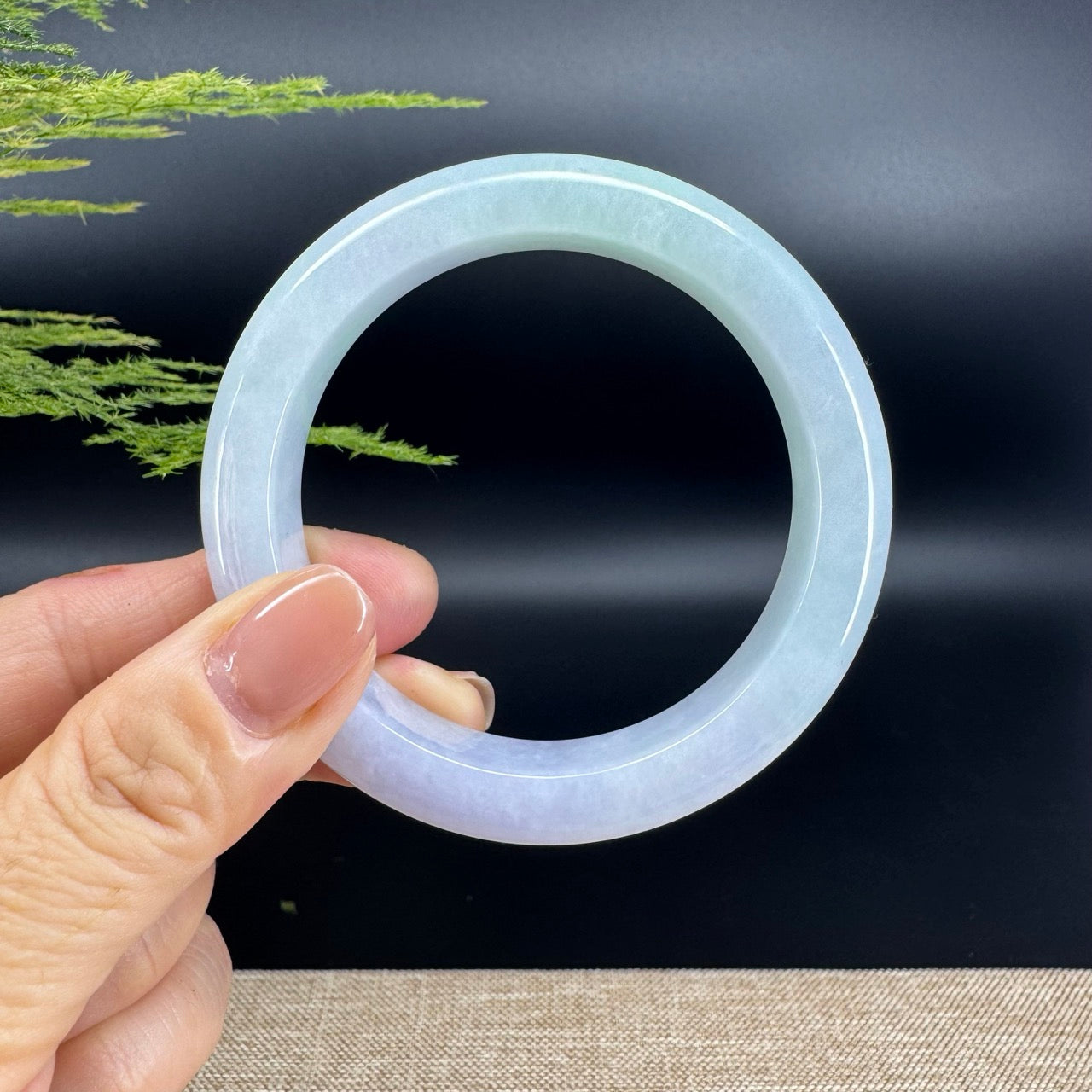 Genuine Burmese Lavender Green Jade Jadeite Bangle Bracelet ( 56.8mm )