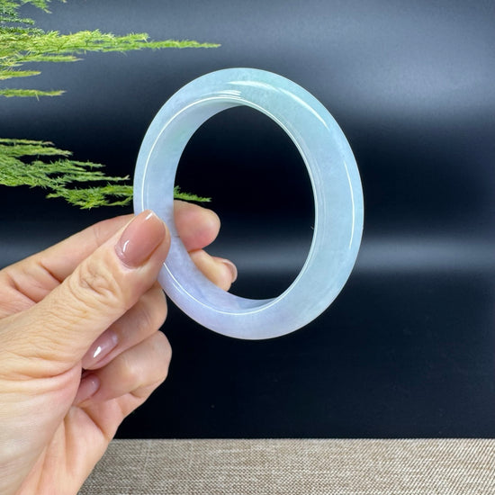 Genuine Burmese Lavender Green Jade Jadeite Bangle Bracelet ( 56.8mm )