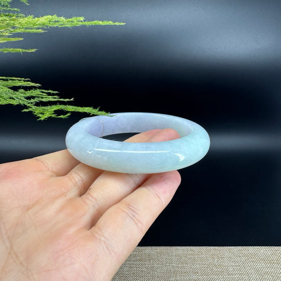 Genuine Burmese Lavender Green Jade Jadeite Bangle Bracelet ( 56.8mm )