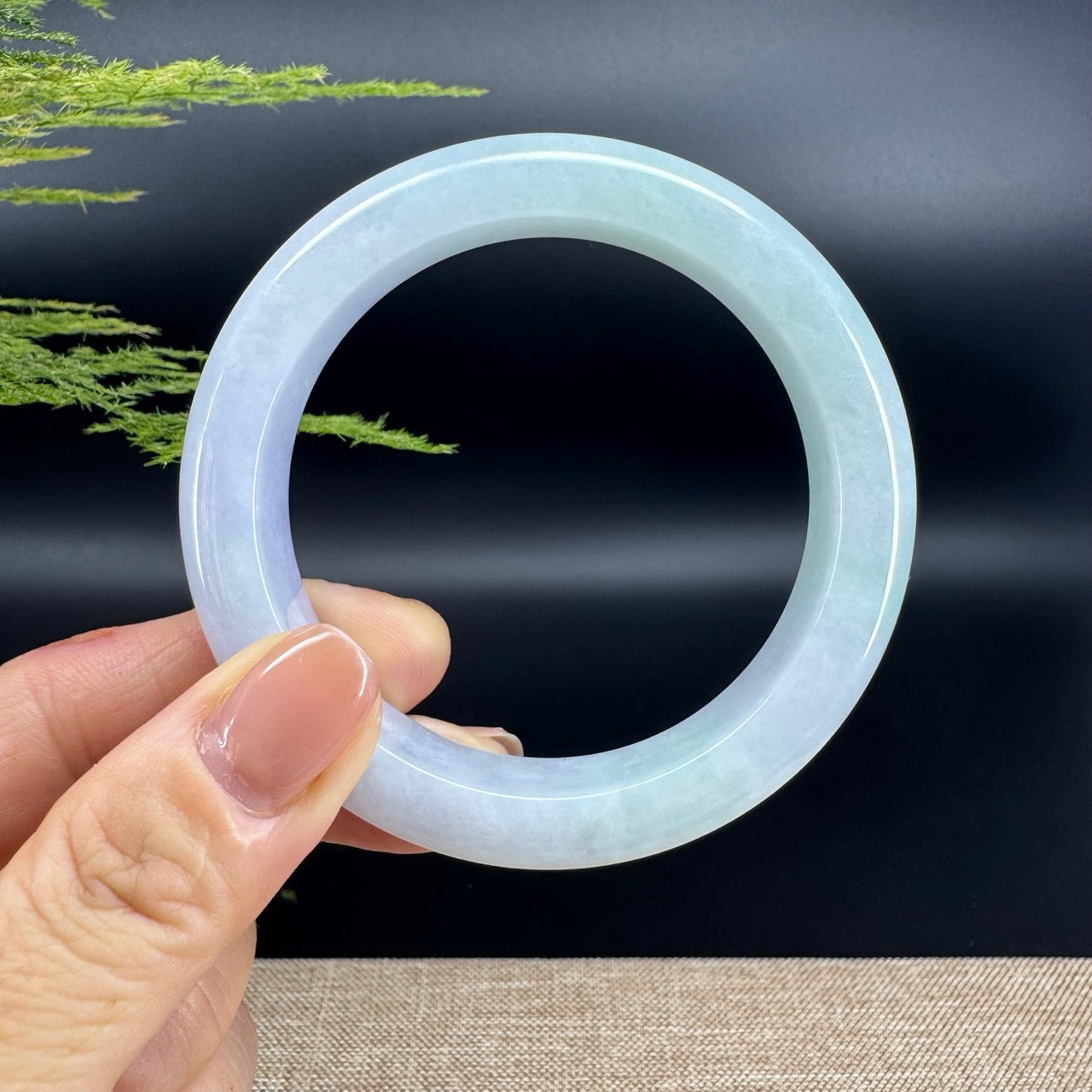 Genuine Burmese Lavender Green Jade Jadeite Bangle Bracelet ( 56.8mm )