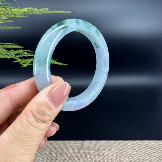 Genuine Burmese Lavender Green Jade Jadeite Bangle Bracelet ( 56.2mm )