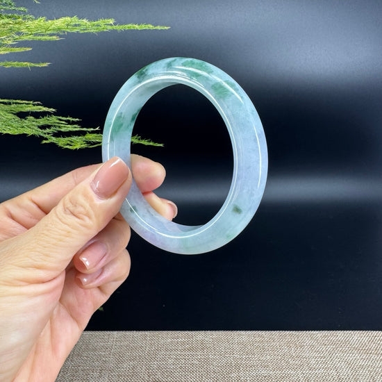 Genuine Burmese Lavender Green Jade Jadeite Bangle Bracelet ( 56.2mm )