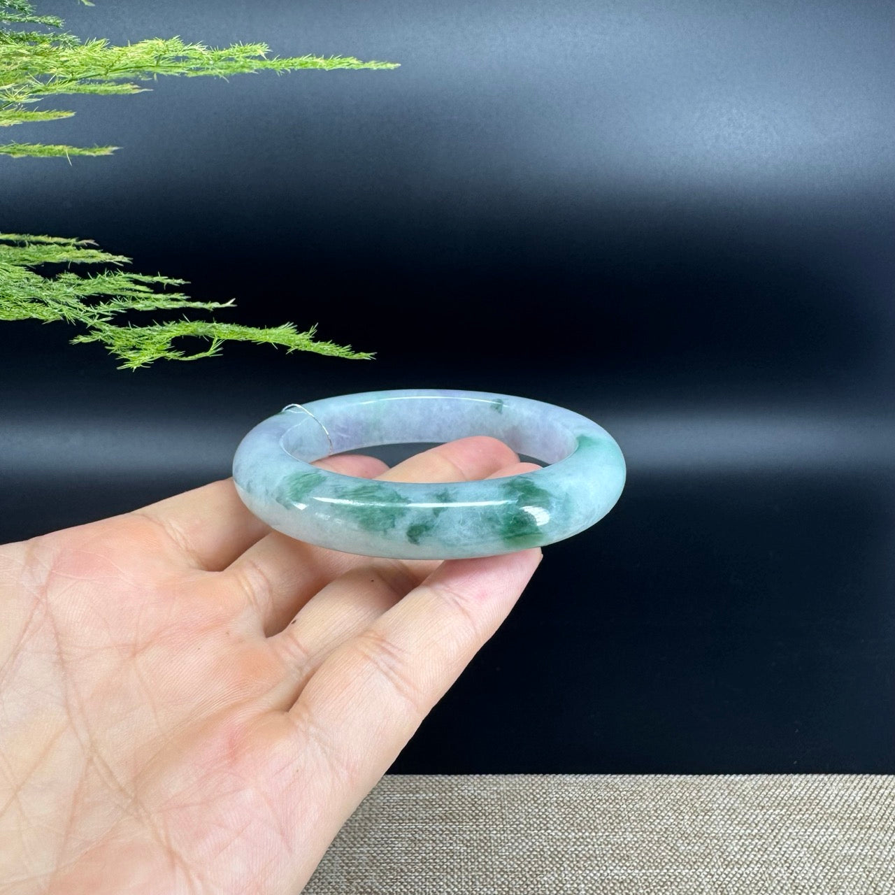 Genuine Burmese Lavender Green Jade Jadeite Bangle Bracelet ( 56.2mm )
