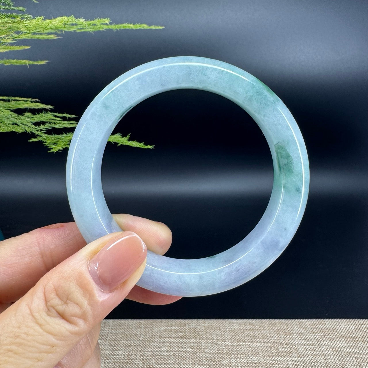 Genuine Burmese Lavender Green Jade Jadeite Bangle Bracelet ( 56.2mm )