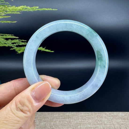 Genuine Burmese Lavender Green Jade Jadeite Bangle Bracelet ( 56.2mm )