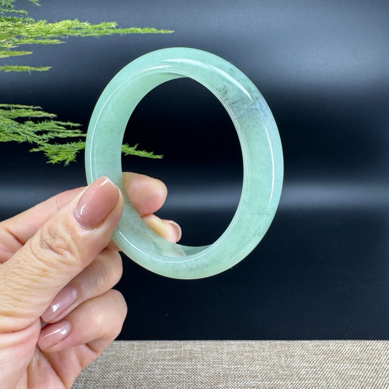 Genuine Burmese Apple Green Jade Jadeite Bangle Bracelet ( 56.2mm )