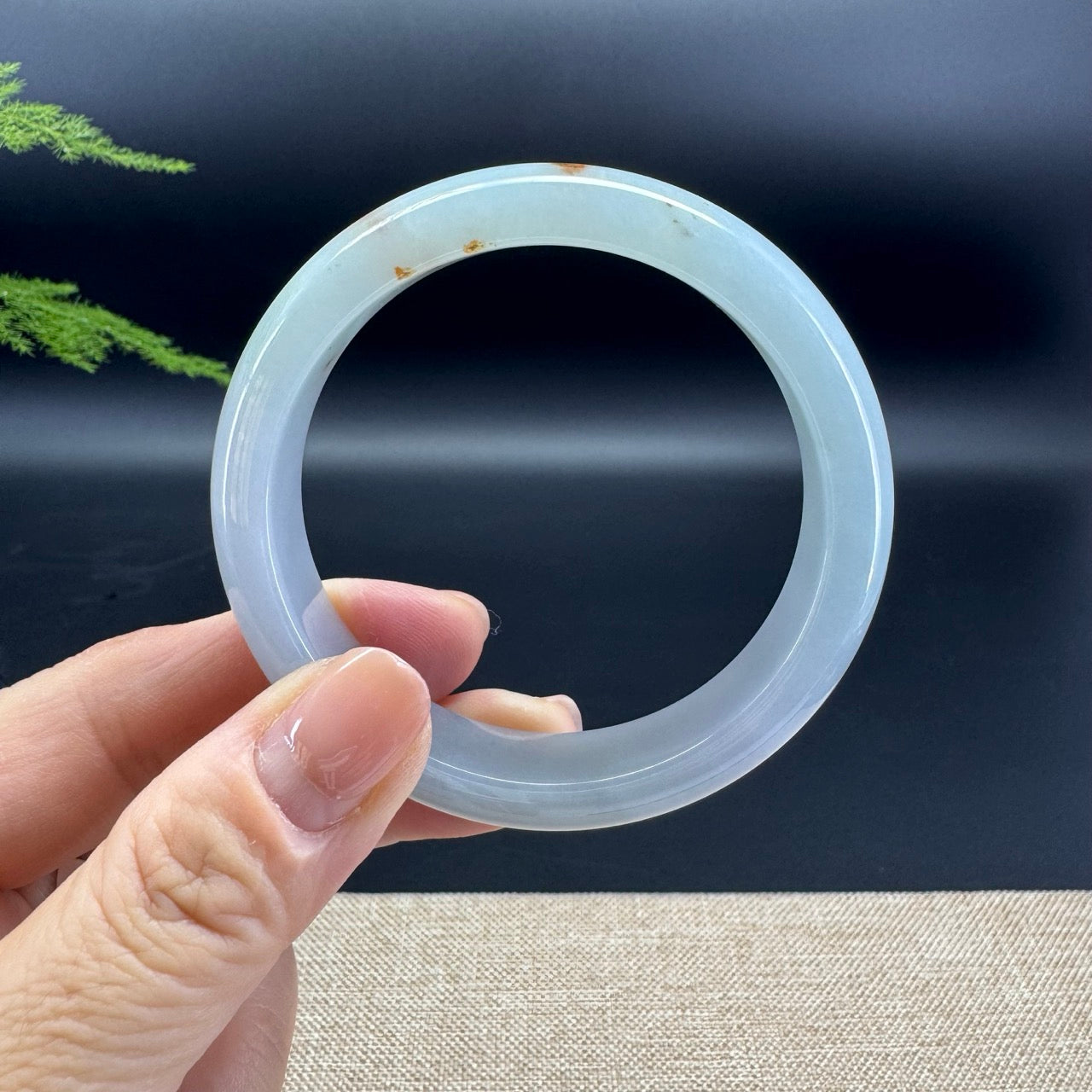 Genuine Burmese Lavender Green Jade Jadeite Bangle Bracelet ( 53.8mm )