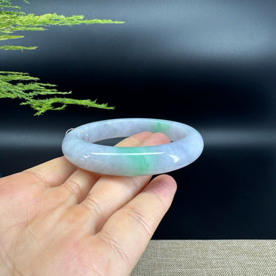 Genuine Burmese Lavender  Green Jade Jadeite Bangle Bracelet ( 56.5mm )