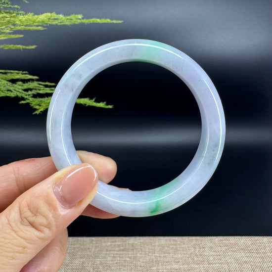 Genuine Burmese Lavender  Green Jade Jadeite Bangle Bracelet ( 56.5mm )