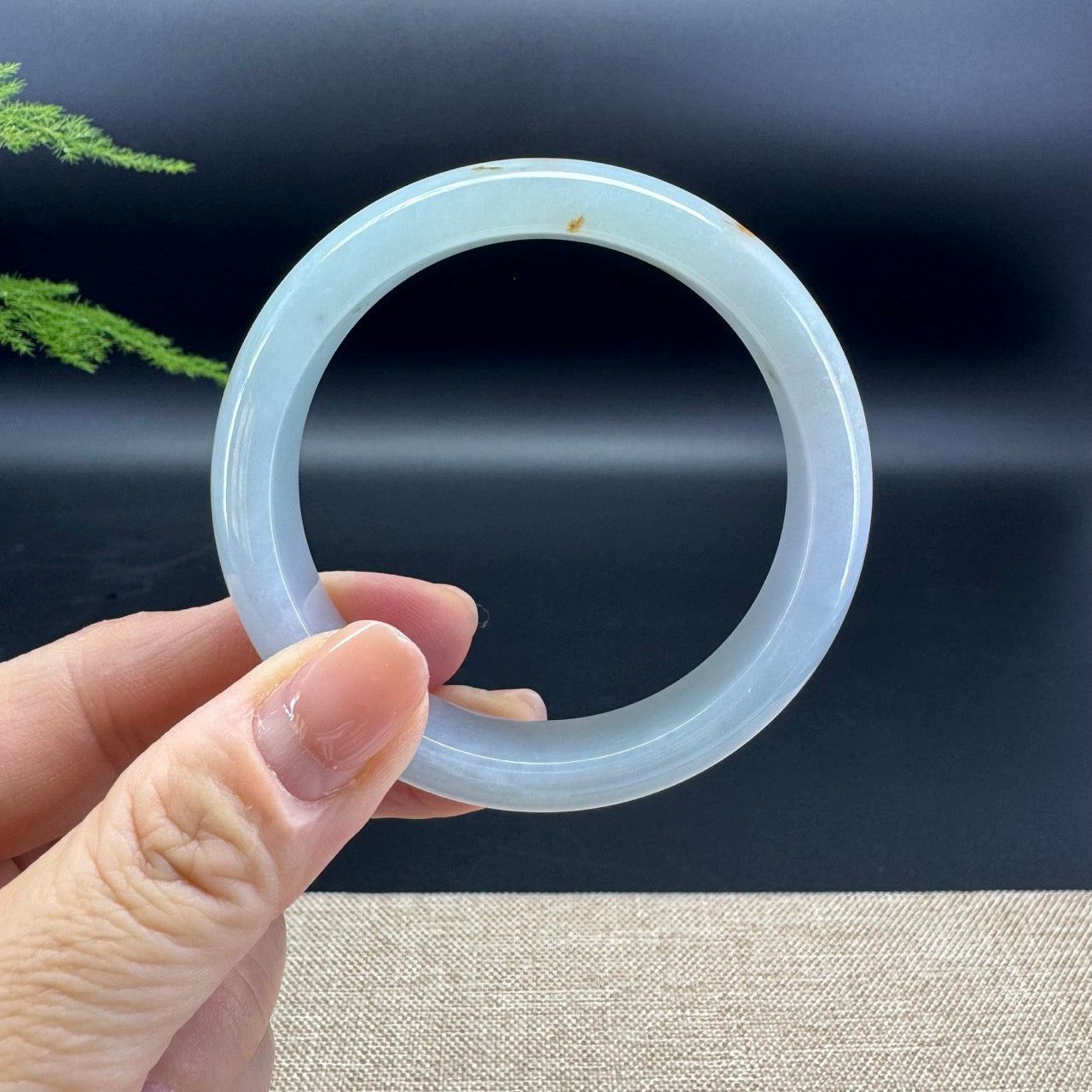 Genuine Burmese Lavender Green Jade Jadeite Bangle Bracelet ( 53.8mm )
