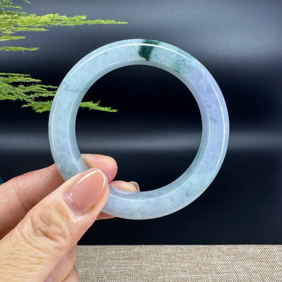 Genuine Burmese Lavender Green Jade Jadeite Bangle Bracelet ( 56.1mm )