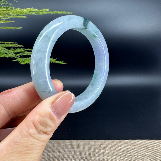 Genuine Burmese Lavender Green Jade Jadeite Bangle Bracelet ( 56.1mm )