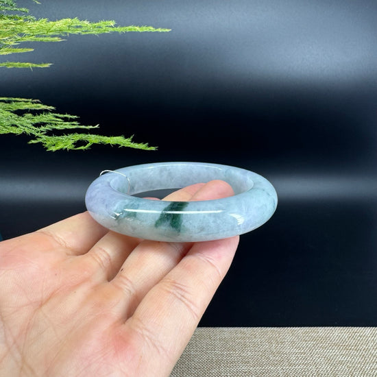 Genuine Burmese Lavender Green Jade Jadeite Bangle Bracelet ( 56.1mm )