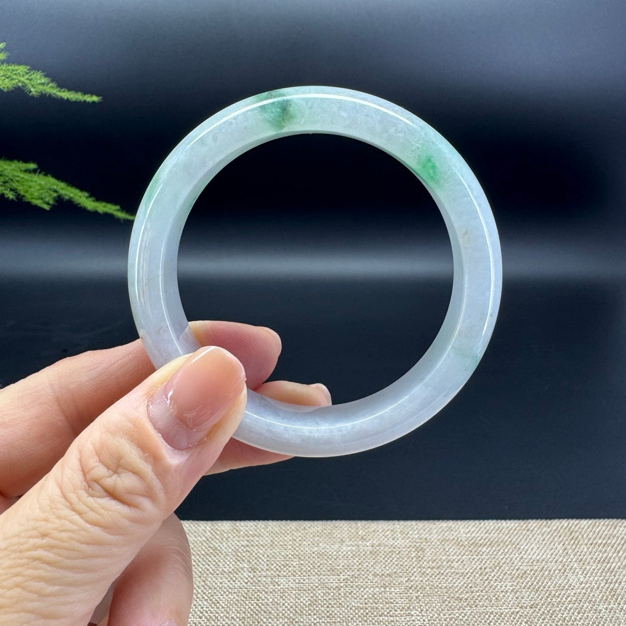 Genuine Burmese Icy Green Jade Jadeite Bangle Bracelet ( 53.1mm )