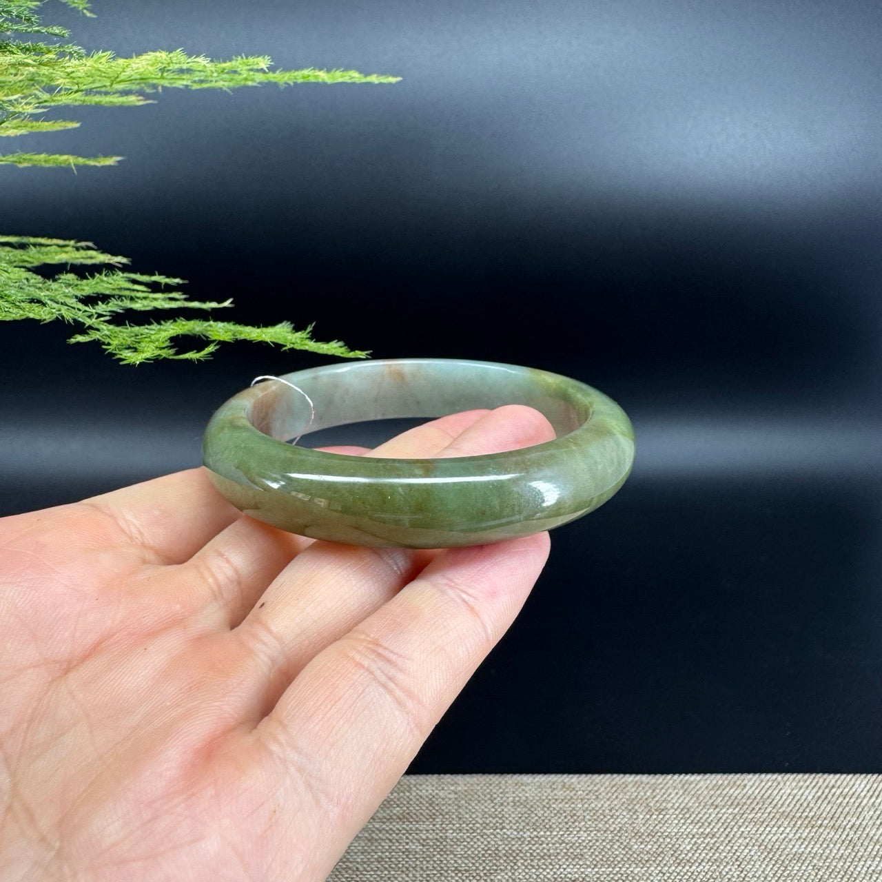 Genuine Burmese Red Green Jade Jadeite Bangle Bracelet ( 56.6mm )
