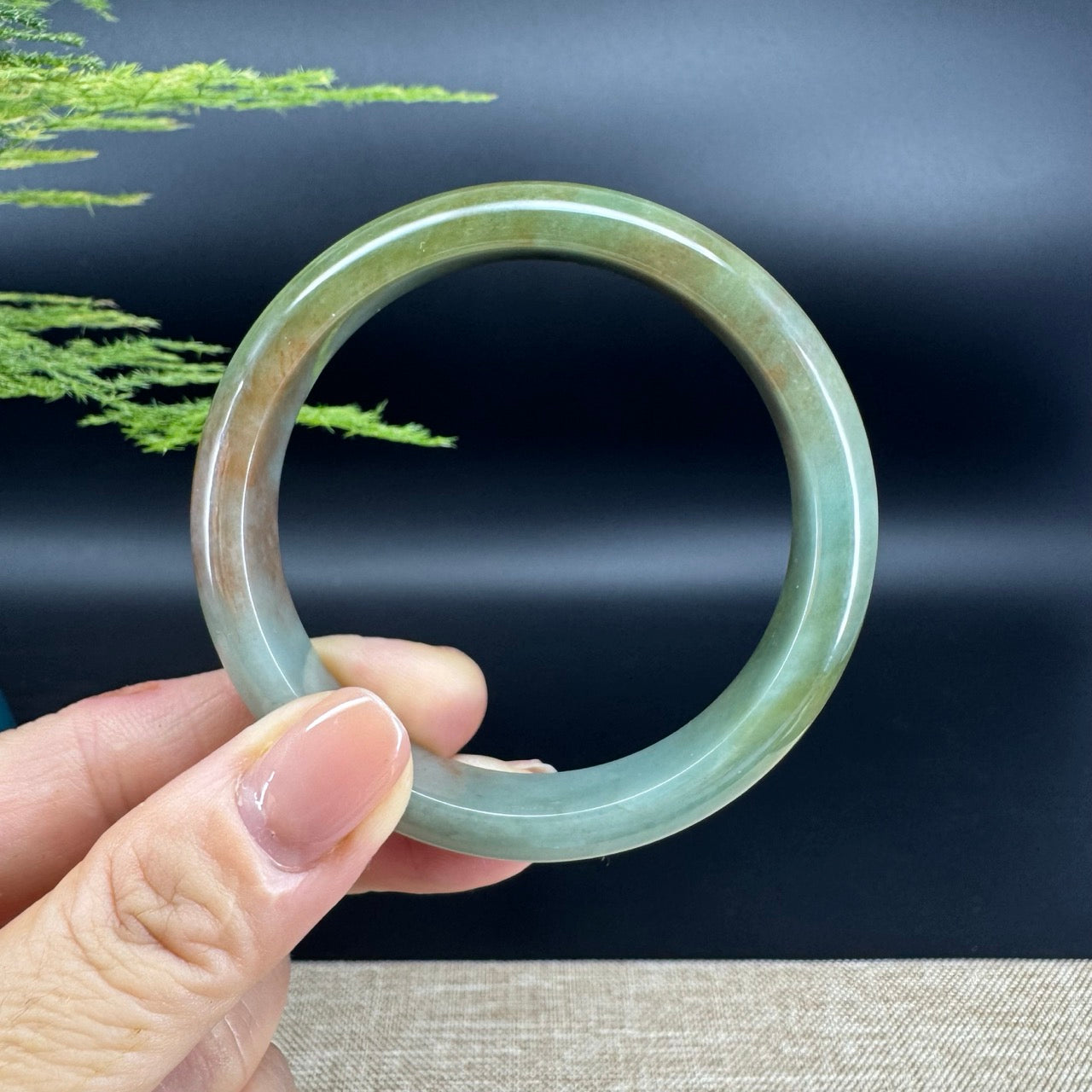 Genuine Burmese Red Green Jade Jadeite Bangle Bracelet ( 56.6mm )