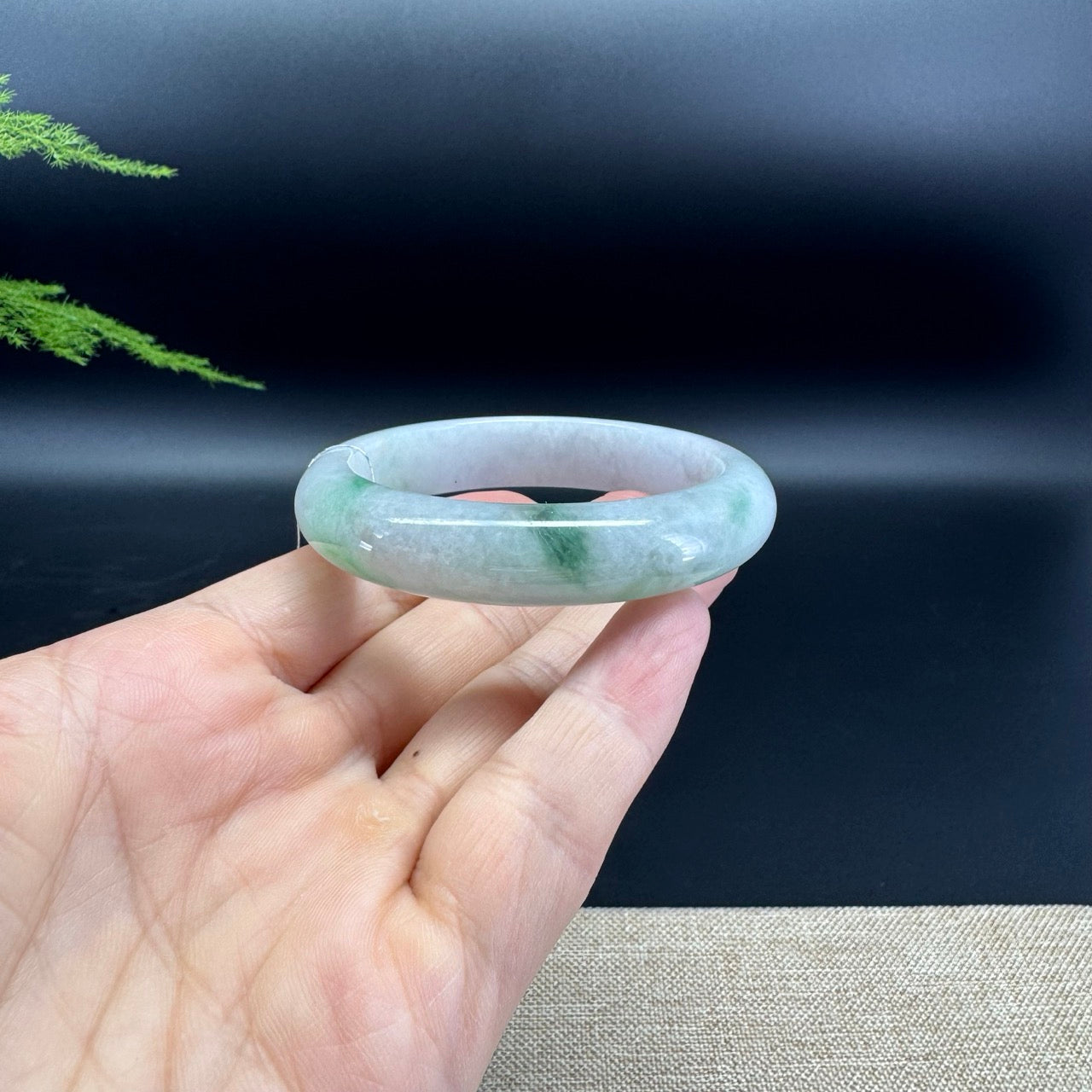 Genuine Burmese Icy Green Jade Jadeite Bangle Bracelet ( 53.1mm )