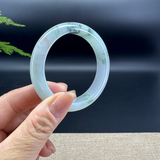 Genuine Burmese Lavender Green Jade Jadeite Bangle Bracelet ( 53mm )