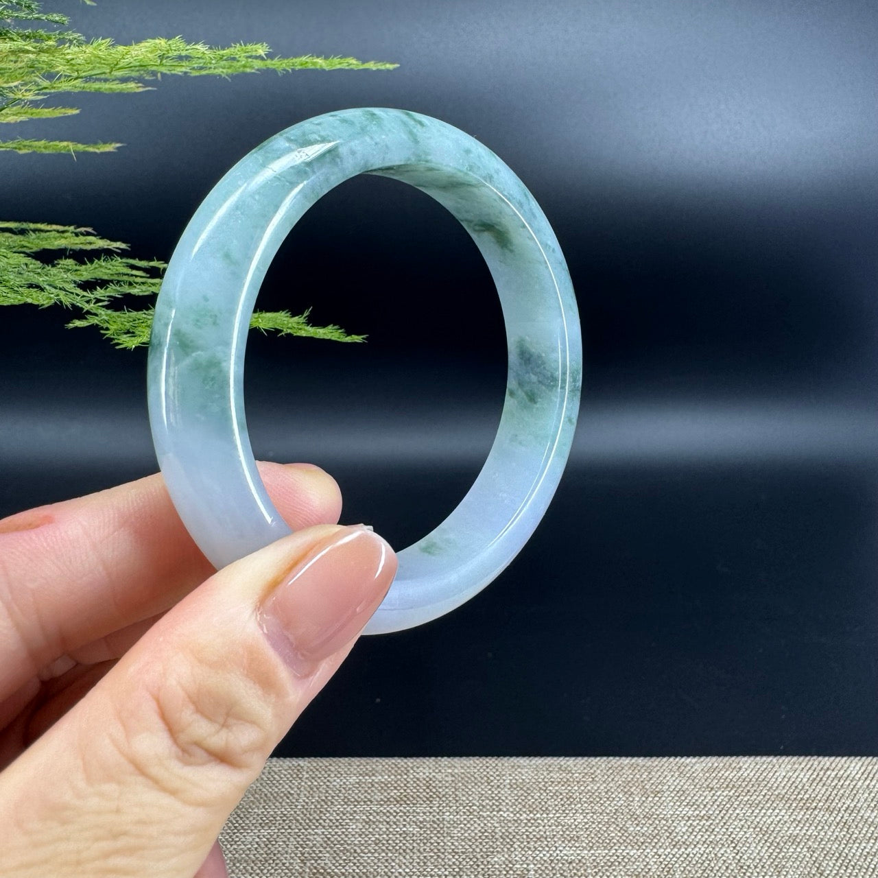 Genuine Burmese Blue Green Jade Jadeite Bangle Bracelet ( 56mm )