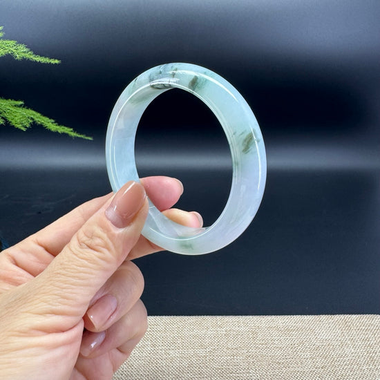 Genuine Burmese Lavender Green Jade Jadeite Bangle Bracelet ( 53mm )
