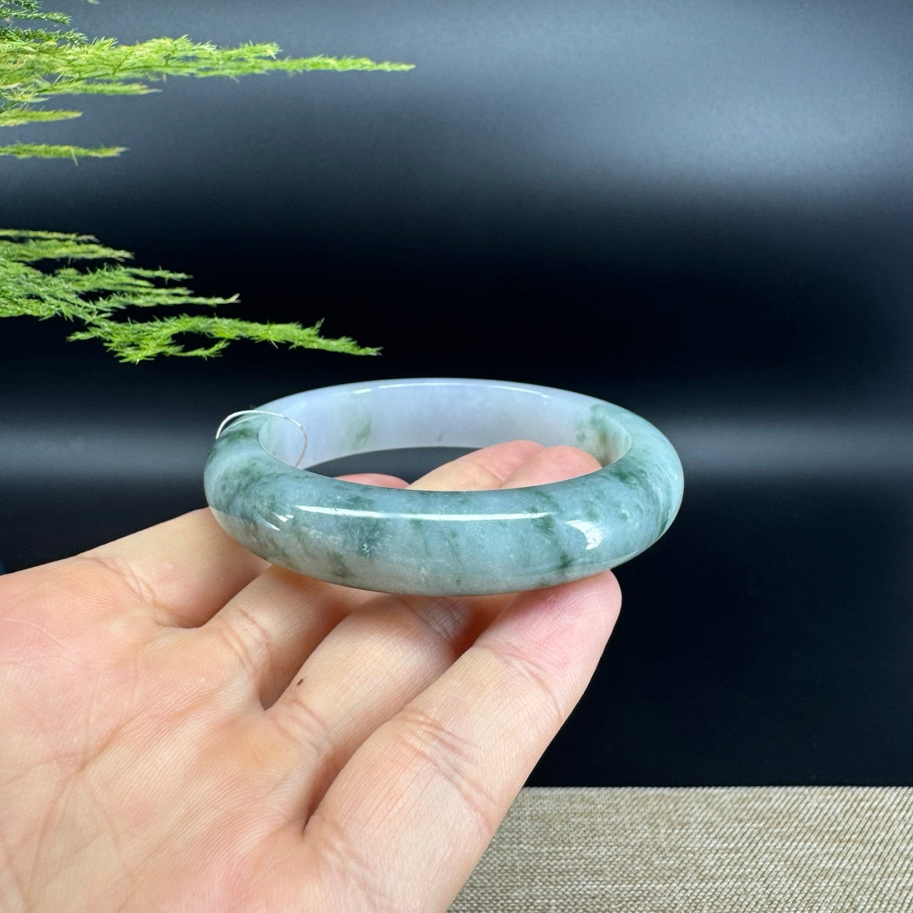 Genuine Burmese Blue Green Jade Jadeite Bangle Bracelet ( 56mm )