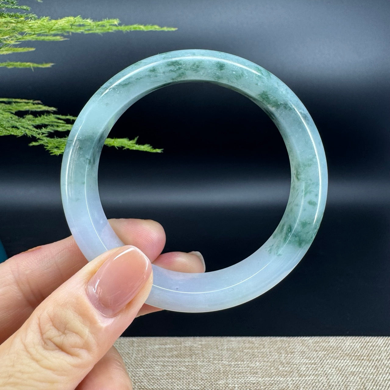 Genuine Burmese Blue Green Jade Jadeite Bangle Bracelet ( 56mm )