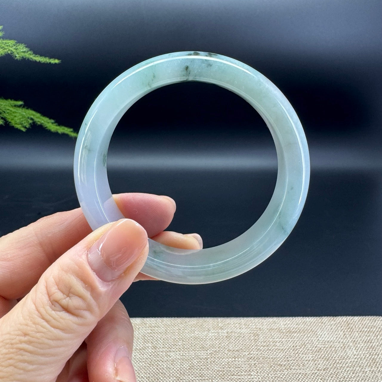 Genuine Burmese Lavender Green Jade Jadeite Bangle Bracelet ( 53mm )