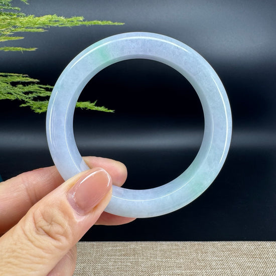 Genuine Burmese Lavender Green Jade Jadeite Bangle Bracelet ( 56.8mm )